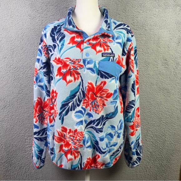 Patagonia Sweaters - Patagonia Synchilla Sweater Womens Medium Multi Floral Snap T Fleece Pullover